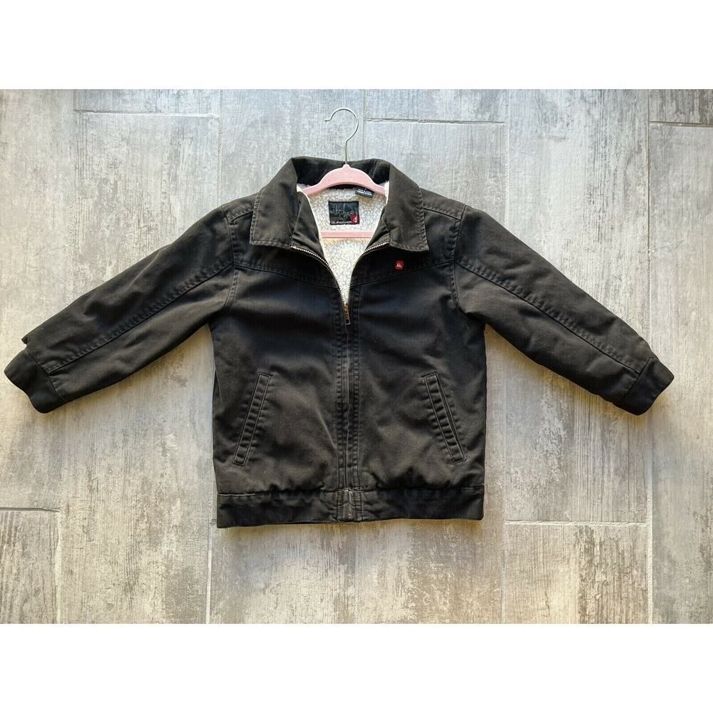QUIKSILVER Toddler Boys Full Zip Fleece Sherpa Lined Jacket Coat Black Kids S 4